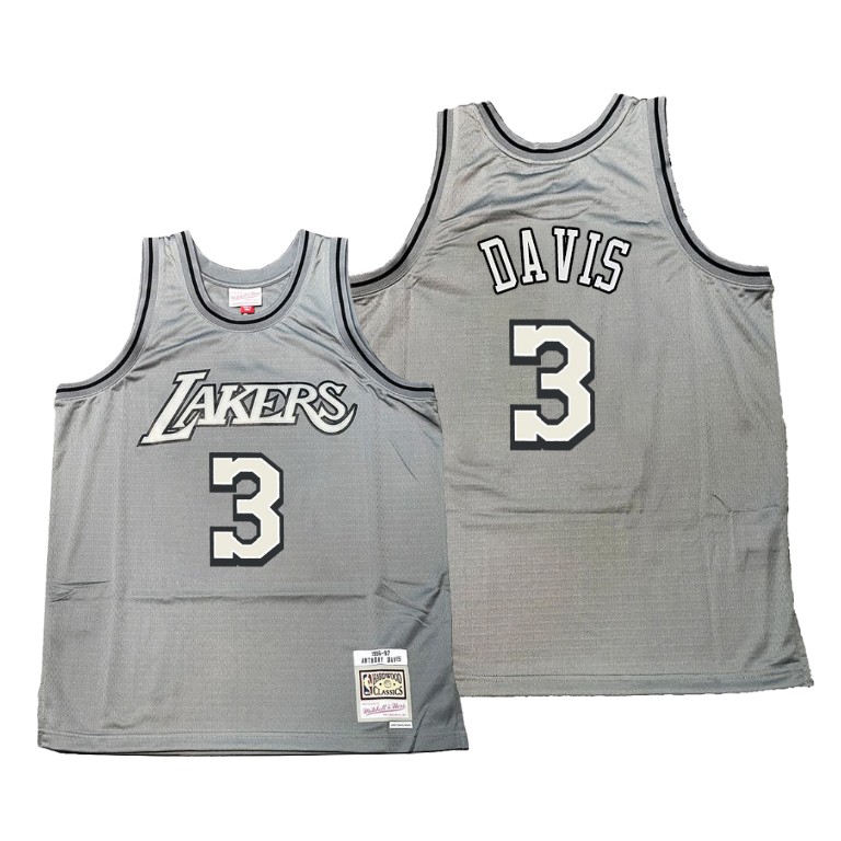 Men's Los Angeles Lakers Anthony Davis #3 NBA Metal Works Hardwood Classics Gray Basketball Jersey FKI4483GI